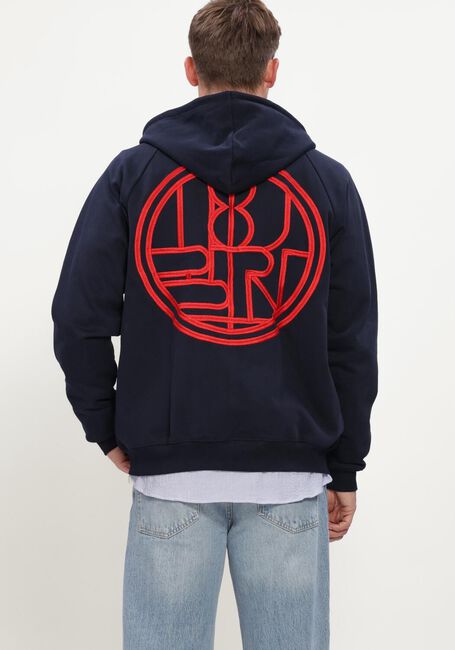 Donkerblauwe WOODBIRD Sweater WBPAW EMBLEM ZIP HOODIE - large