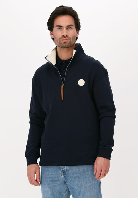 Donkerblauwe SCOTCH & SODA Sweater HALF-ZIP TRACK TOP WITH FAUX L - large
