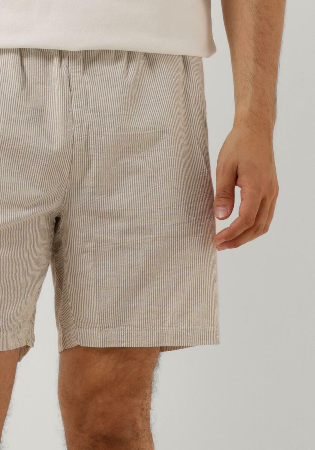 PURE PATH Heren Broeken Seersucker Short With Cords And Front Pockets Taupe