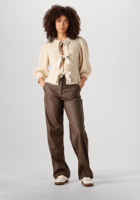 Ecru CO'COUTURE Trui CORALIE CC BOW RIB CARDIGAN - large