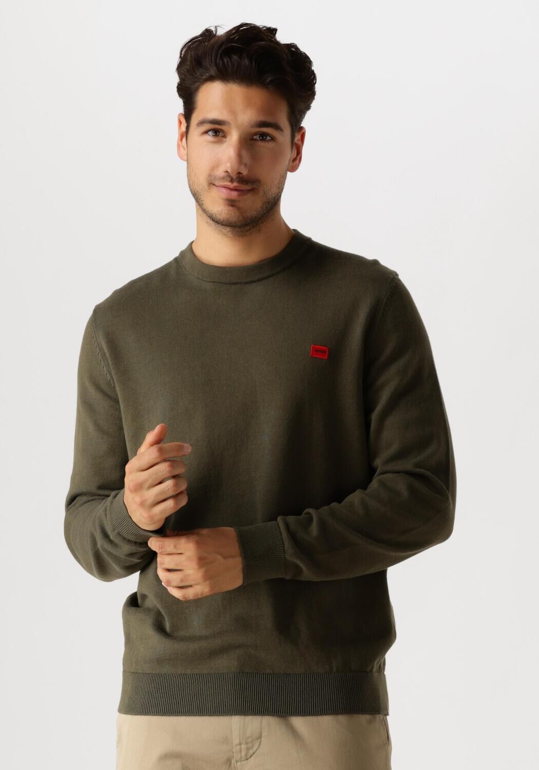 Hugo Boss Groene Trui Straight Fit Biologisch Katoen Green Heren