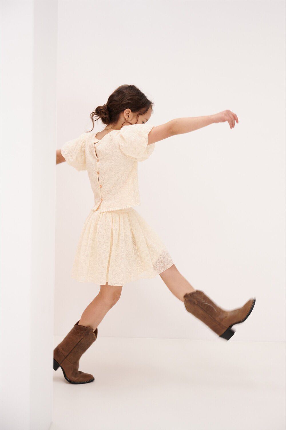 NONO Meisjes Blouses Tessy Mesh Blouse Ecru