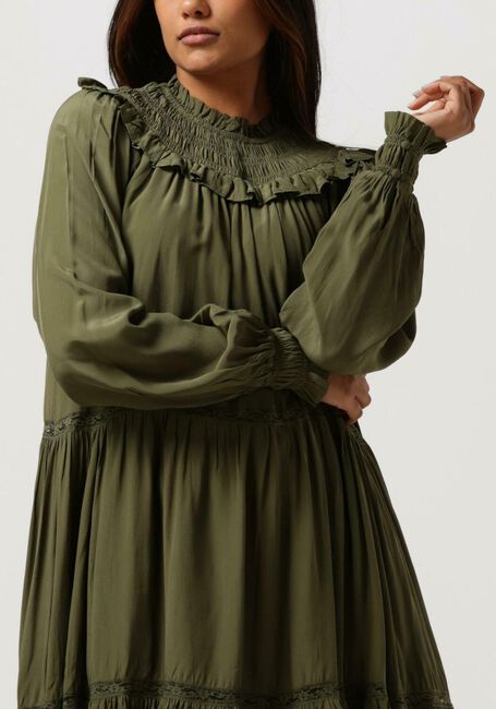 Olijf SCOTCH & SODA Mini jurk SMOCKED AND TIERED LONG SLEEVED DRESS - large