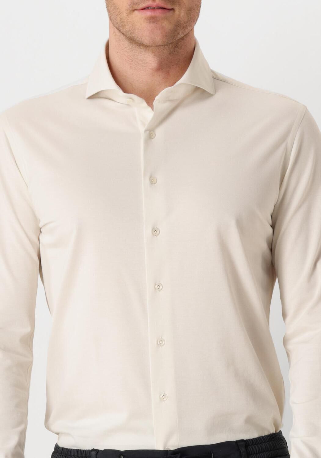 PROFUOMO Heren Overhemden Shirt X-cutaway Japanese Knitted Ecru