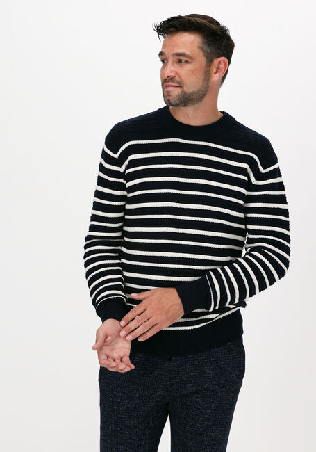 Blauwe SCOTCH & SODA Trui STRIPED STRUCTURE-KNITTED COTT - large
