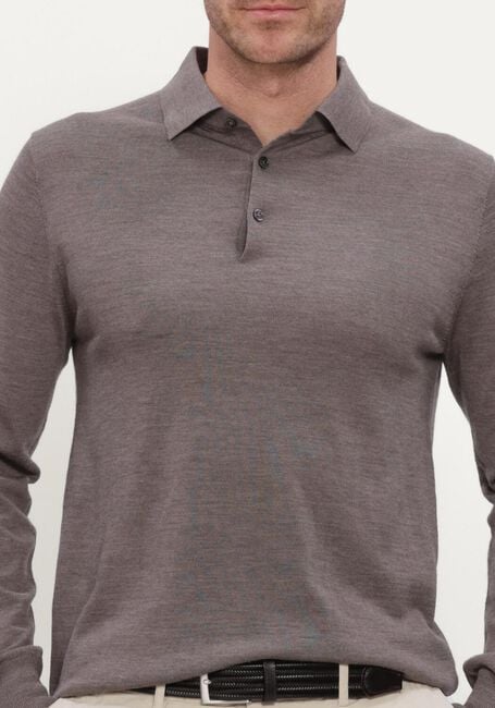 Taupe STEFANO LAURAN Trui POLO BUTTON MERINO - large