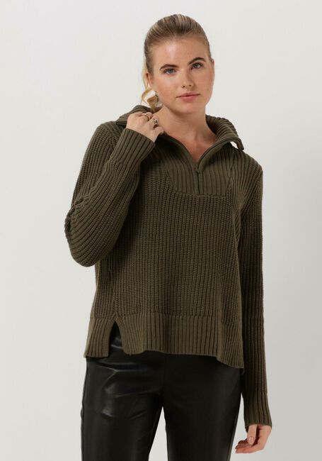 Groene CC HEART Trui AVERY ZIP KNIT SWEATER - large
