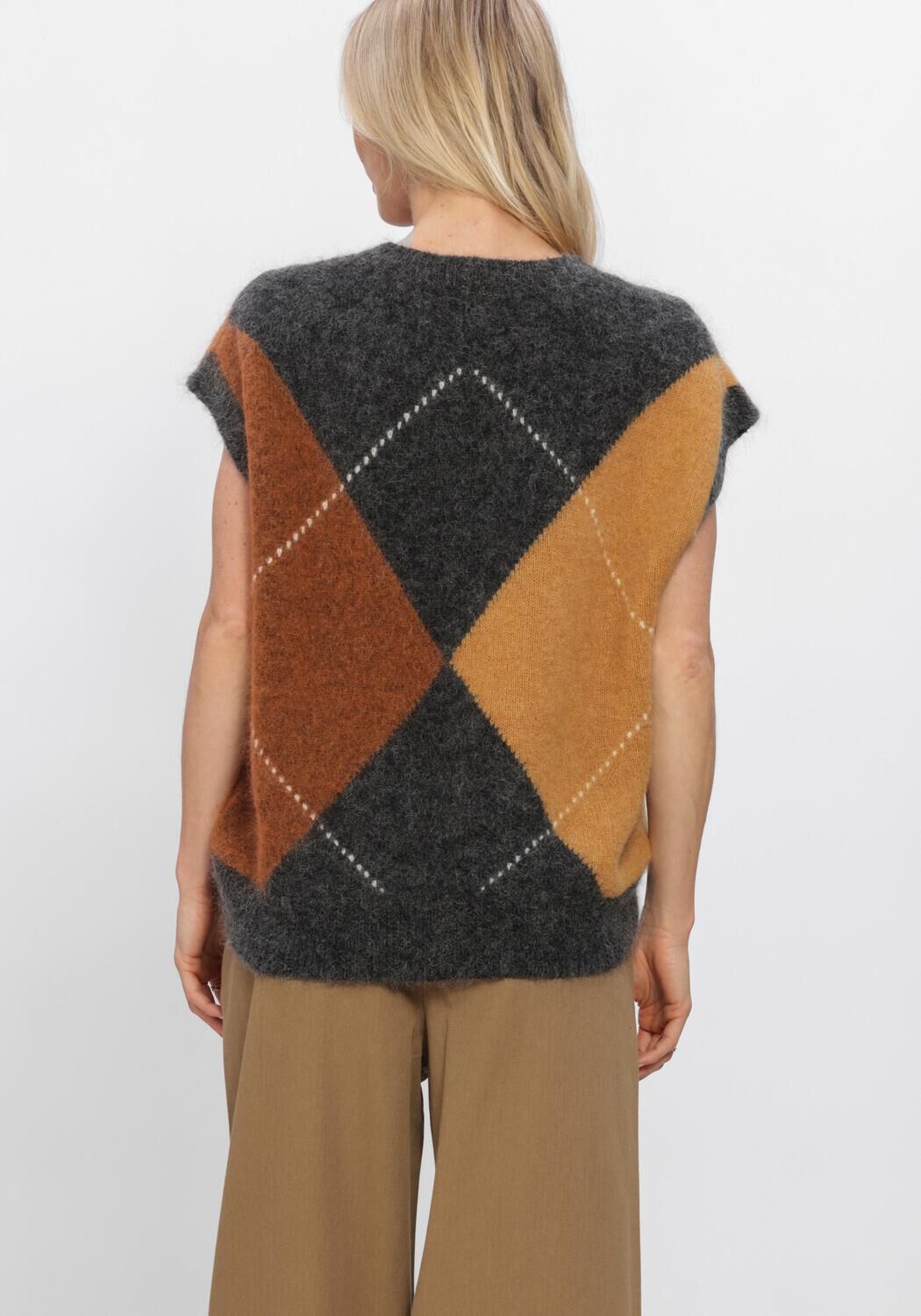 Grijze WITHBLACK Gilet WBLVENUS HARLEKIN WAISTCOAT - large