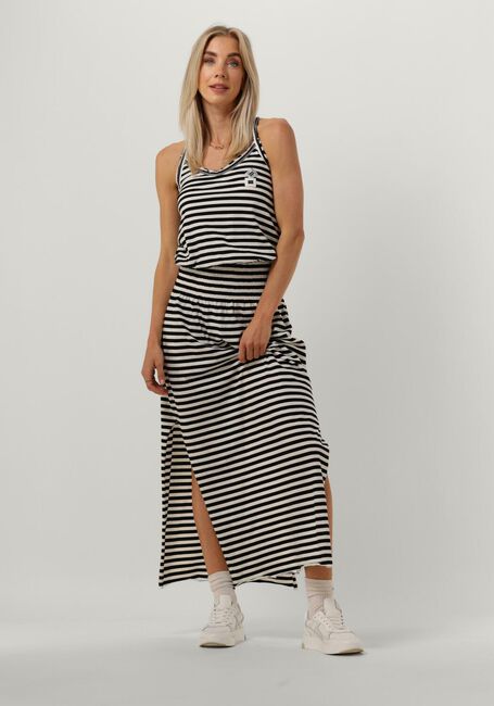 Zwarte 10DAYS Midi jurk SMOCK DRESS STRIPE - large