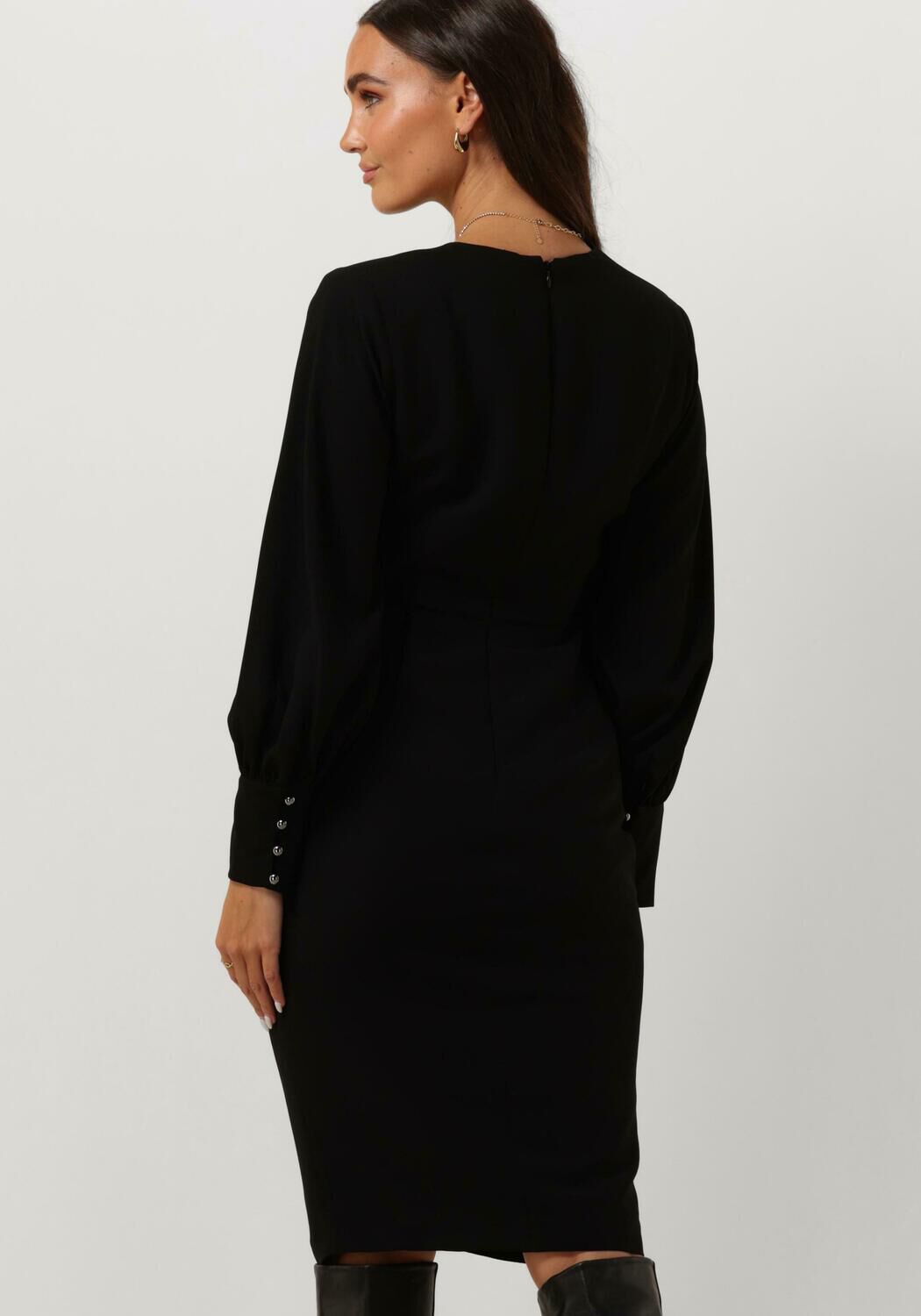 ACCESS Dames Jurken Ruched Dress With V Neckline Zwart