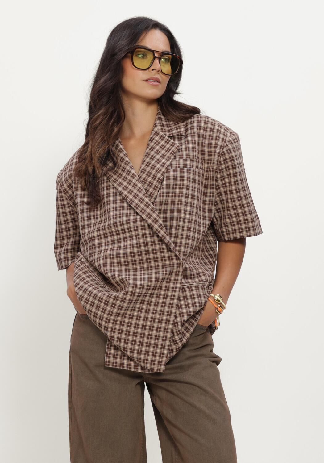 Bruine REFINED DEPARTMENT Top LADIES WOVEN OVERSIZED CLOSURE TOP ELLA - large