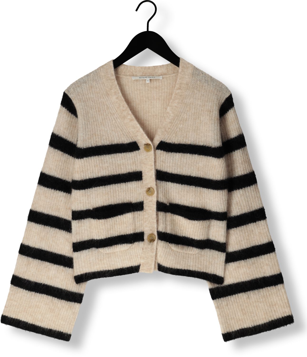 SECOND FEMALE Dames Truien & Vesten Ovalis Knit Wide Sleeve Cardigan Zand