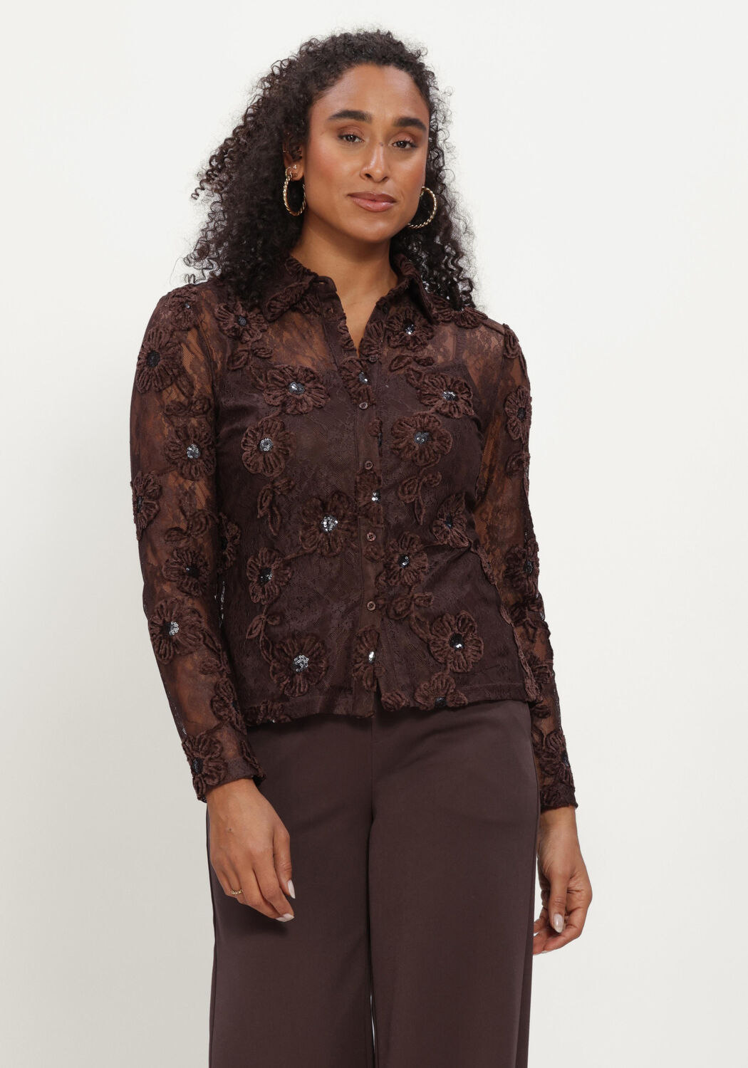 Y.A.S. YAS Dames Tops & T-shirts Yasalmina Ls Shirt Bruin