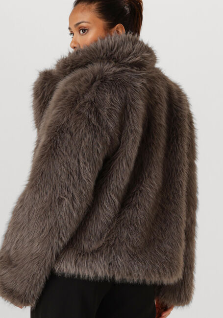 Taupe OBJECT Faux fur jas OBJISADORA L/S LO HAIRY COAT - large
