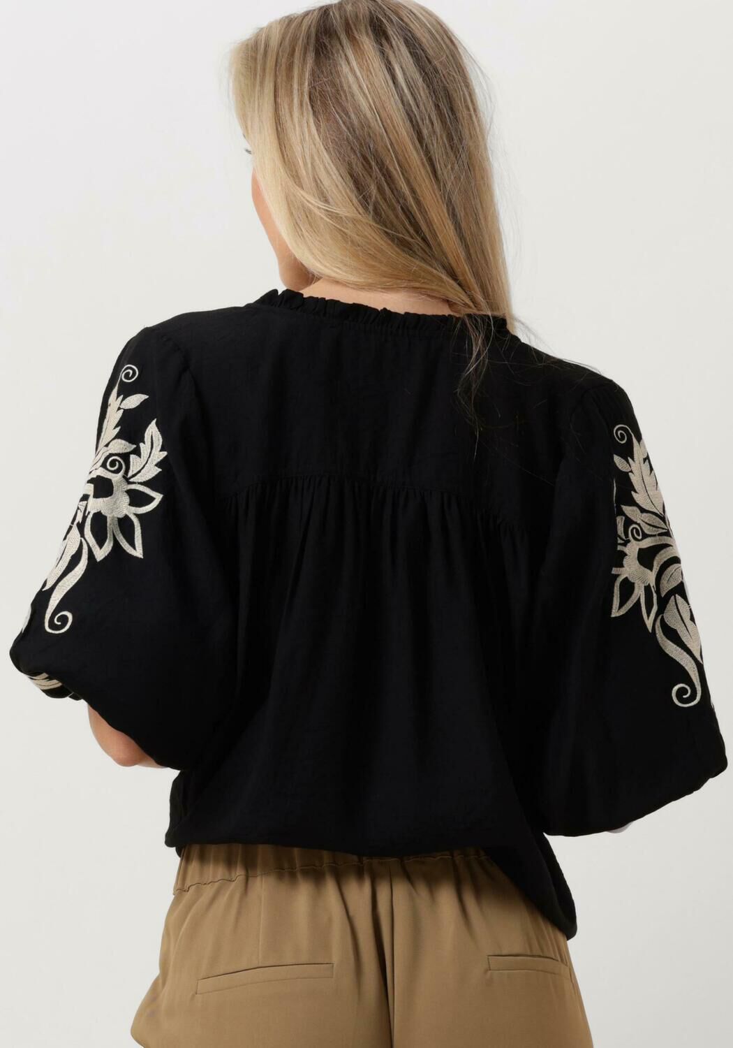 NUKUS Dames Blouses Tina Blouse Embroidery Zwart