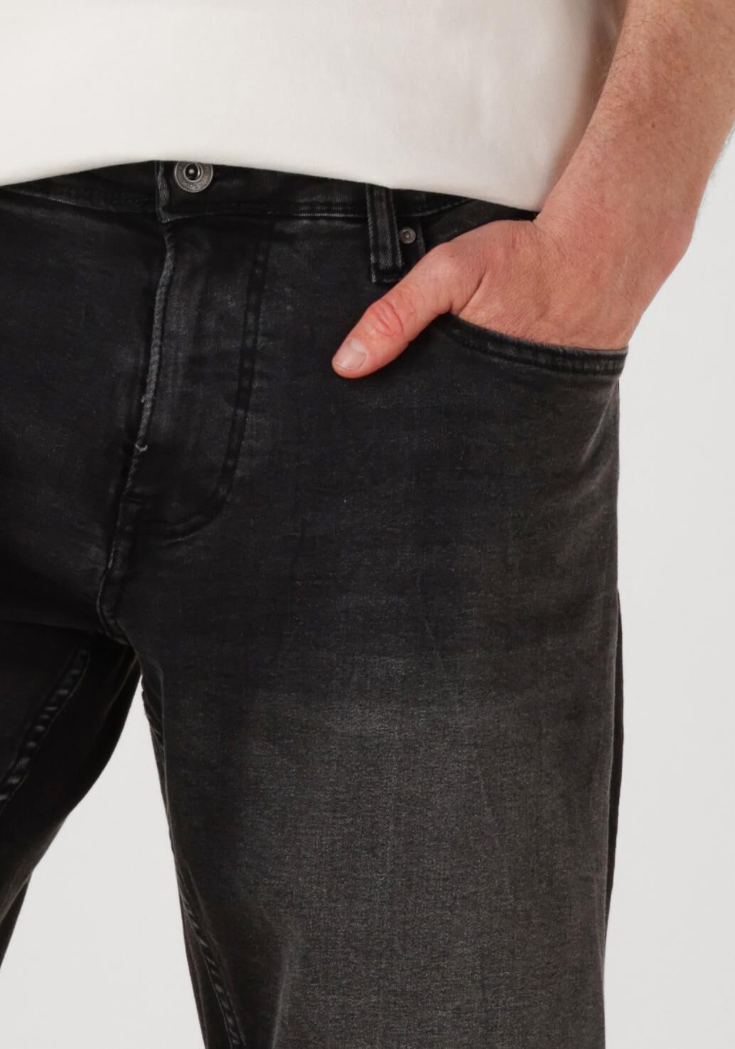 PURE PATH Heren Jeans The Miles Slim Fit Denim Shorts Zwart