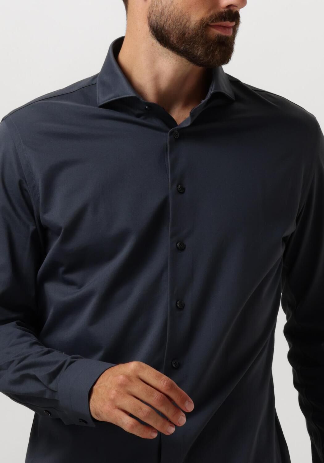 PROFUOMO Heren Overhemden Shirt X-cutaway Sc Sf Japanese Knitted Donkerblauw