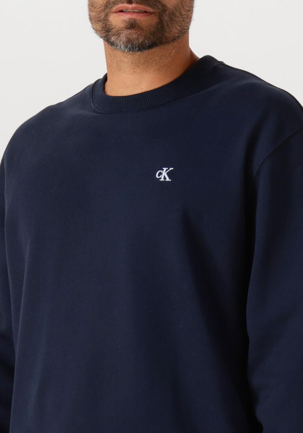 CALVIN KLEIN Heren Truien & Vesten Ls Eu 350terry Monogram Cn Sweat Donkerblauw