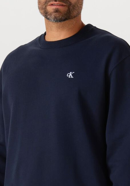 Donkerblauwe CALVIN KLEIN Sweater LS EU 350TERRY MONOGRAM CN SWEAT - large