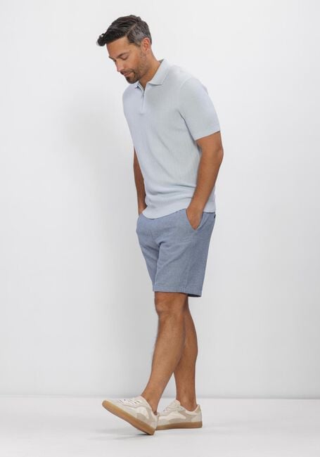 Blauwe SELECTED MEN Polo / T-shirt SLHCRAN SS KNIT STRUCTURE ZIP  POLO NOOS - large