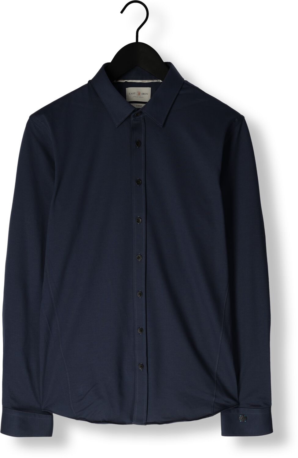 CAST IRON Heren Overhemden Long Sleeve Shirt Twill Jersey 2 Tone Blauw