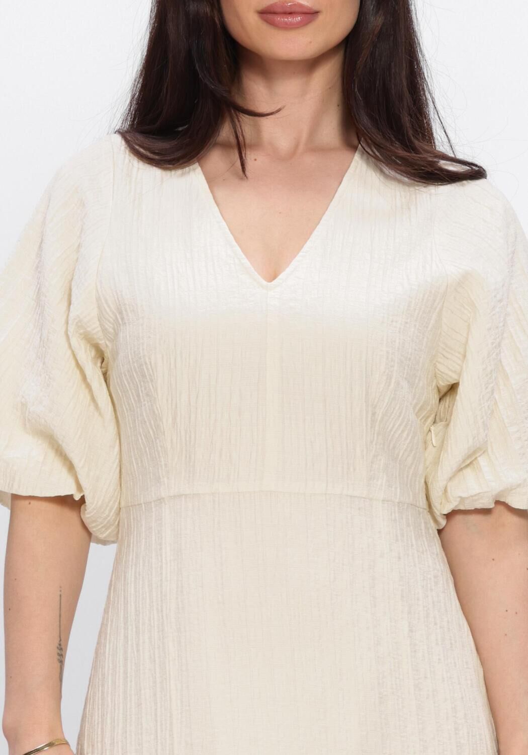 Beige SELECTED WOMEN Midi jurk SLFMADDIE SS CLOSED BACK MIDI DRESS - large