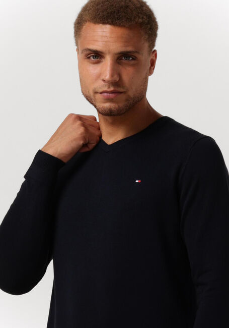 Blauwe TOMMY HILFIGER Trui CORE COTTON-SILK VNECK - large