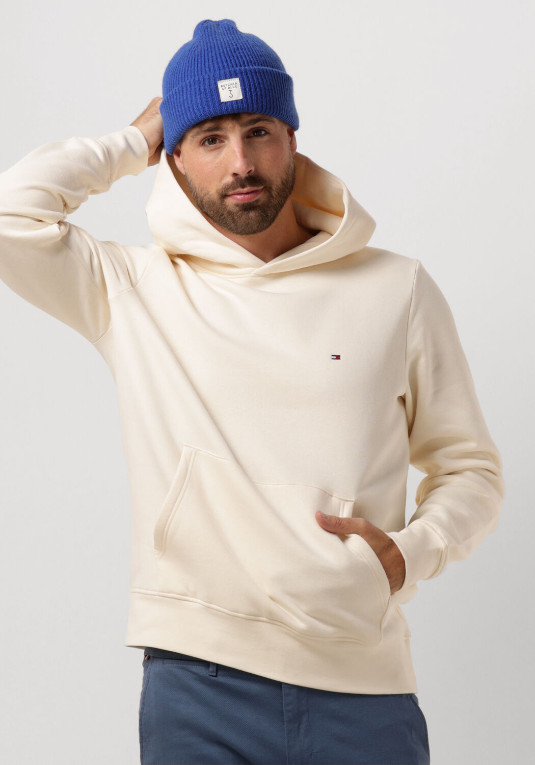TOMMY HILFIGER Heren Truien Vesten Flag Logo Hoody Beige