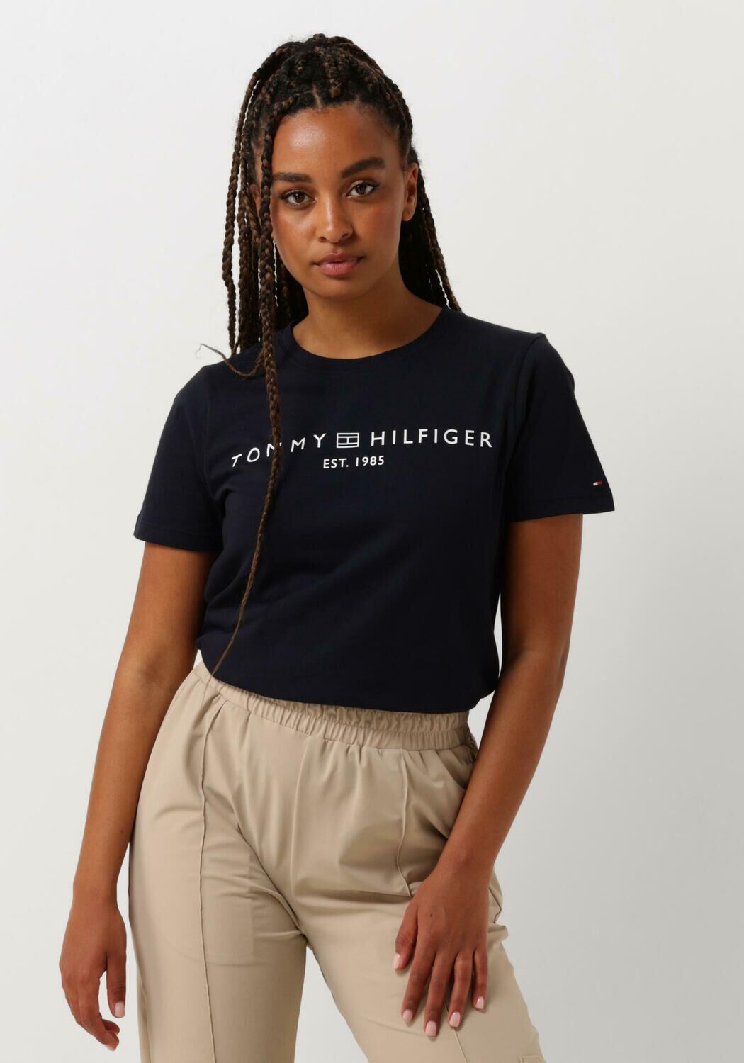 TOMMY HILFIGER Dames Tops & T-shirts Rec Corp Logo C-nk Donkerblauw