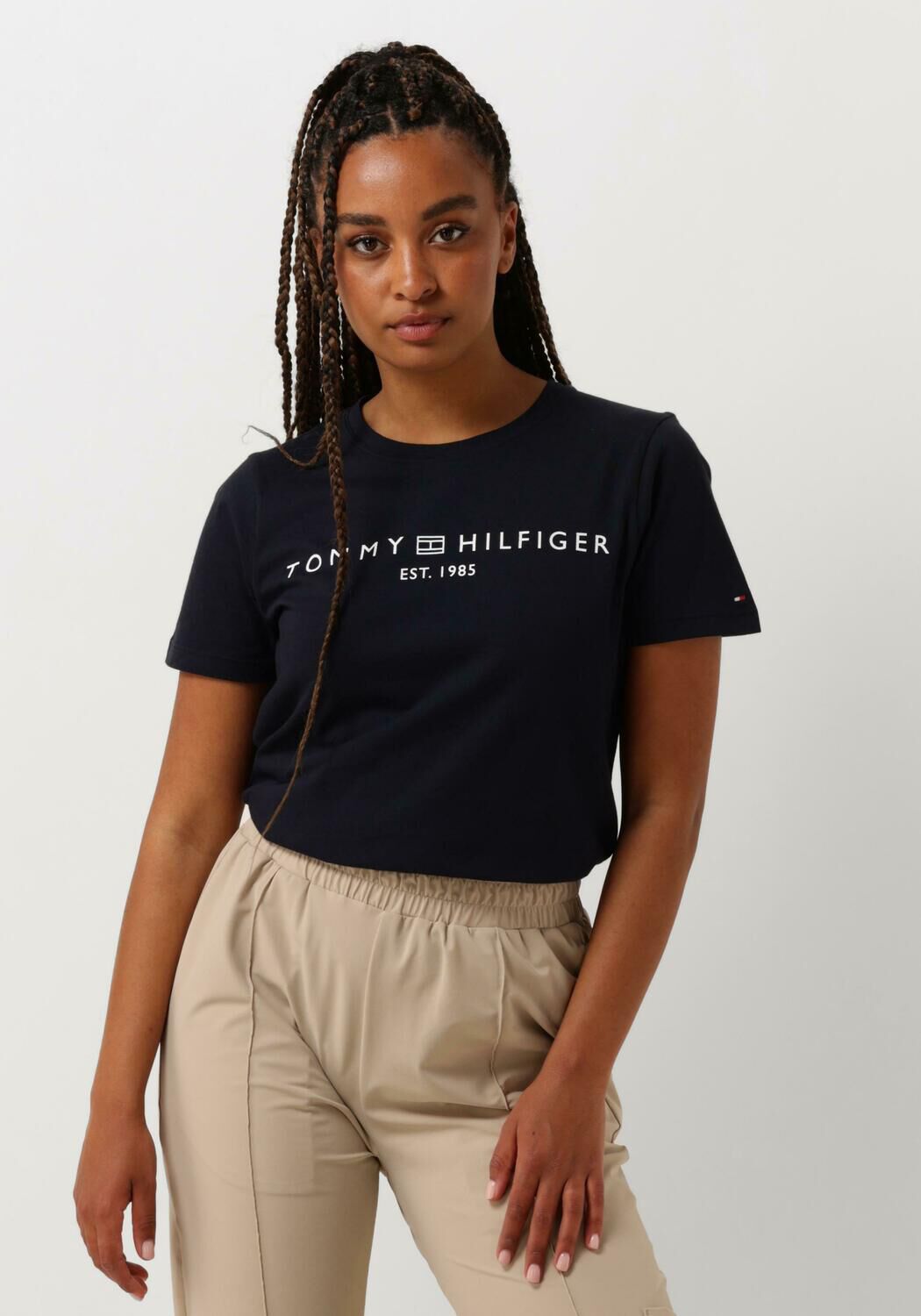 TOMMY HILFIGER Dames Tops & T-shirts Rec Corp Logo C-nk Donkerblauw