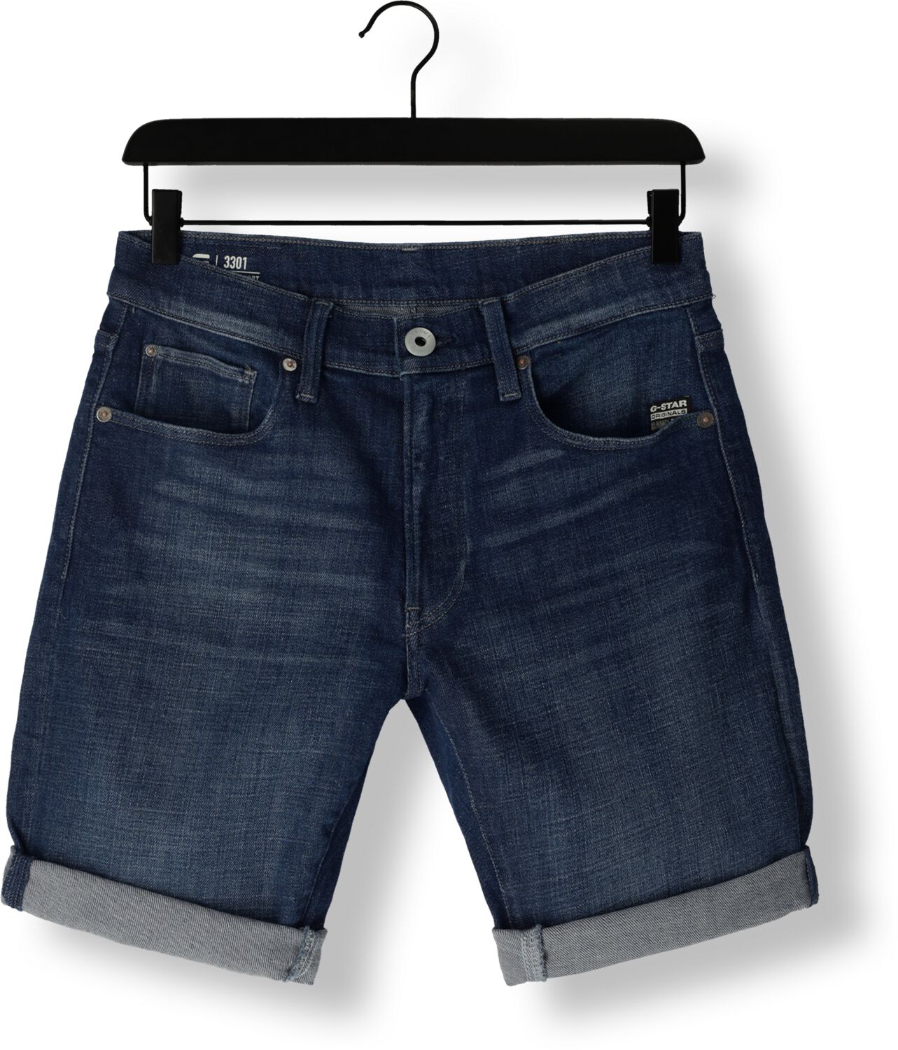 G-STAR RAW Heren Jeans 3301 Slim Short Blauw
