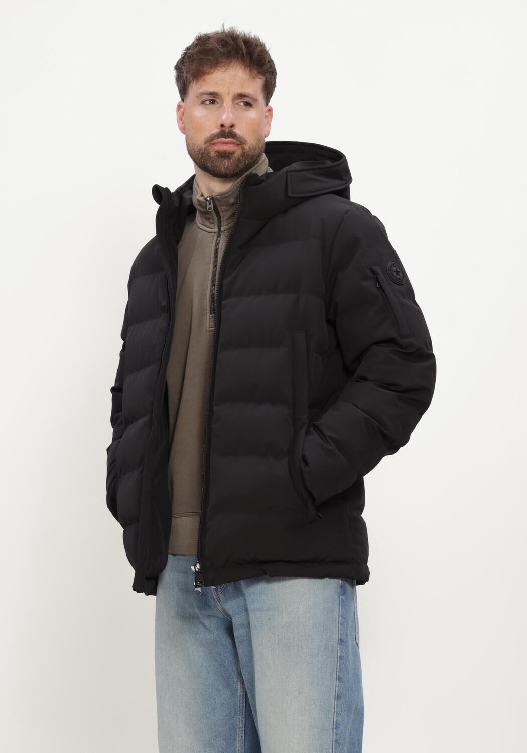 Zwarte AIRFORCE Gewatteerde jas MITCHELL PARKA - large