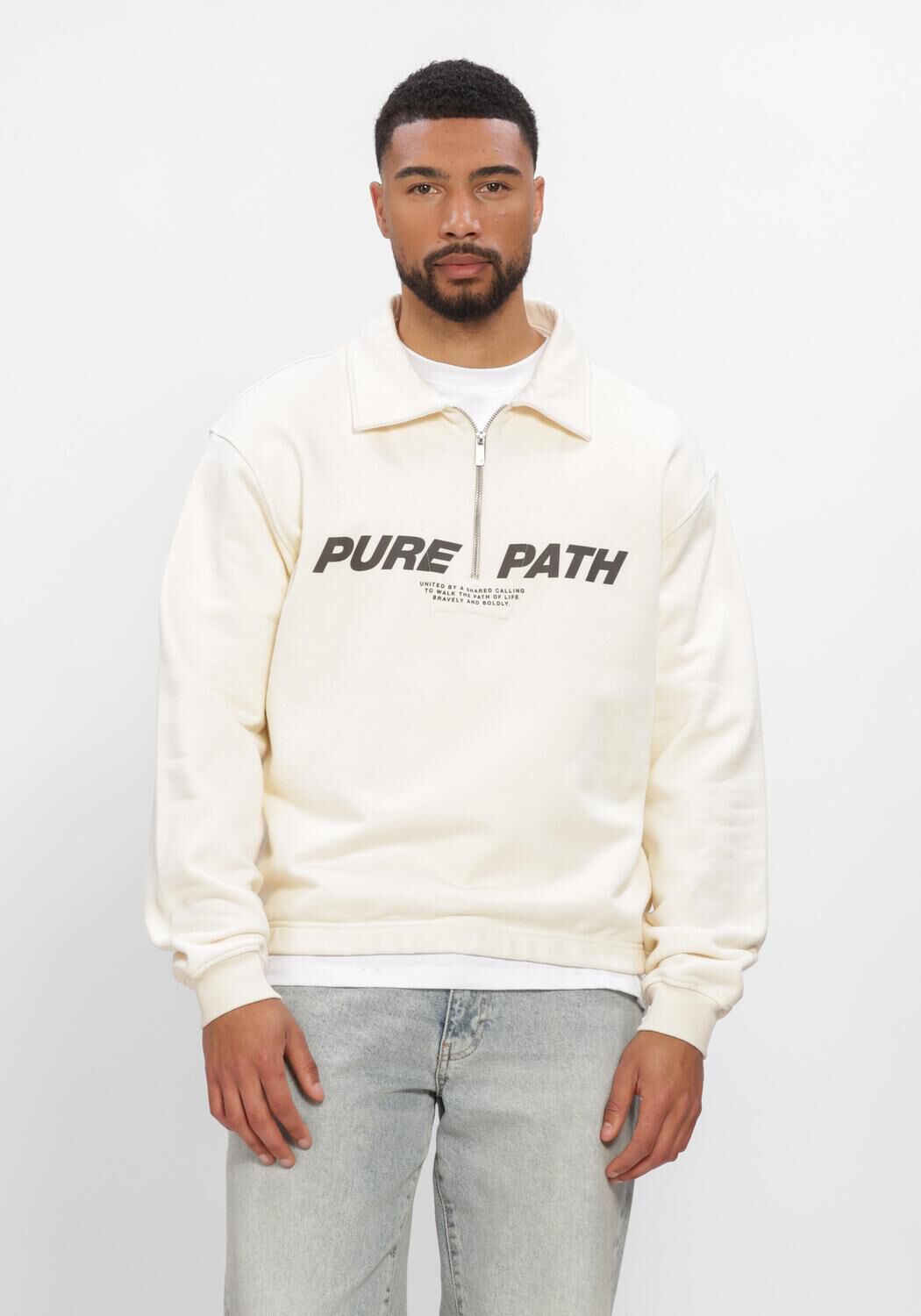 Creme PURE PATH Polo POLO HALF ZIP - large