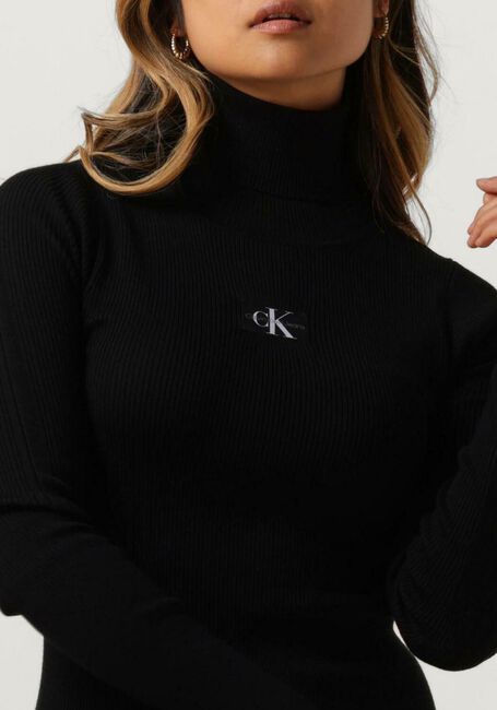 Zwarte CALVIN KLEIN Mini jurk BADGE ROLL NECK SWEATER DRESS - large