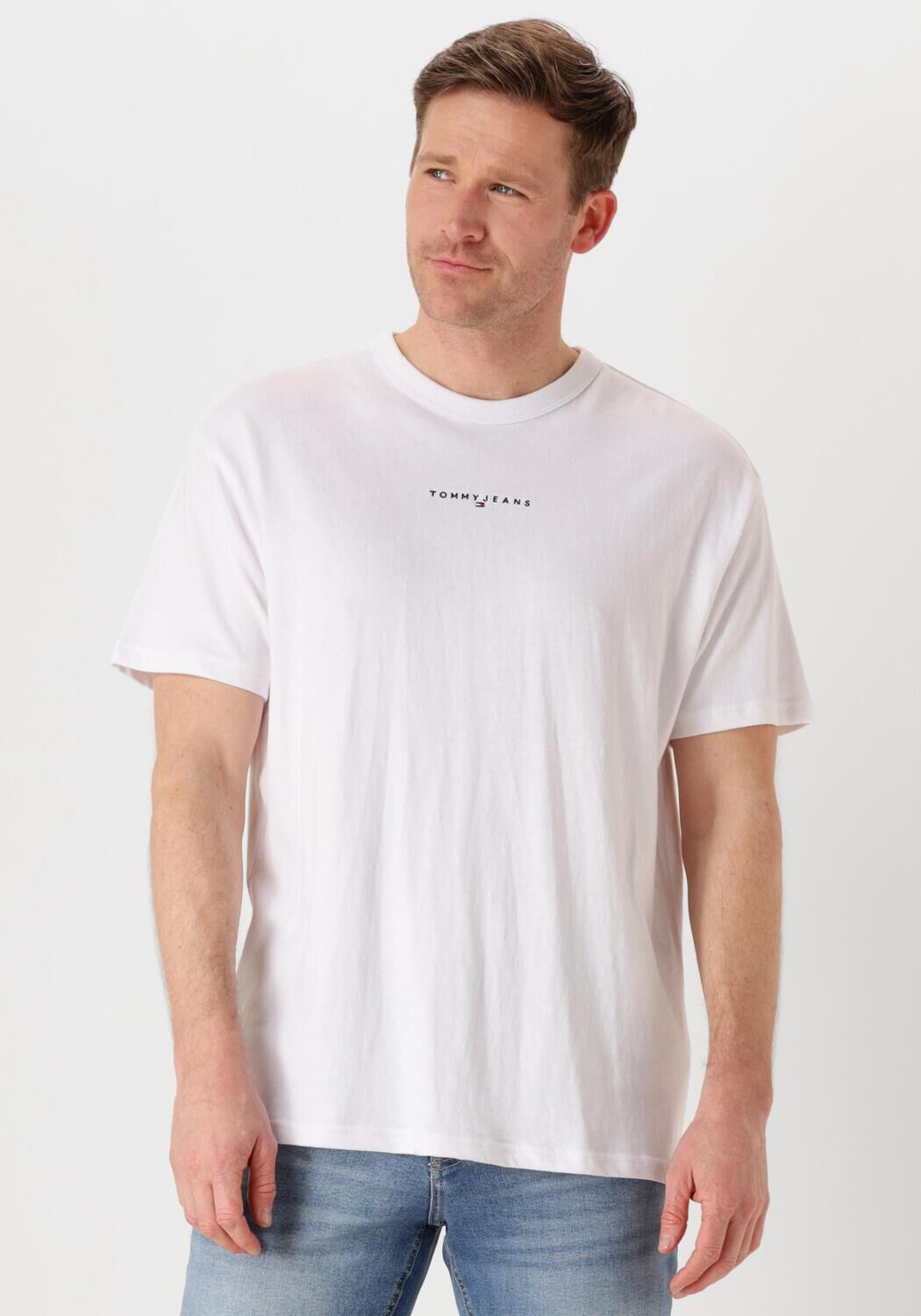TOMMY JEANS Heren Polo's & T-shirts Tjm Rlx Linear Logo Tee Wit