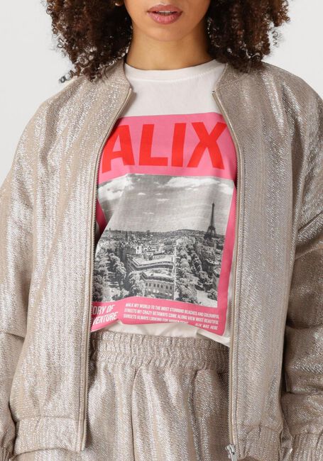 Zilveren ALIX THE LABEL Jack LADIES WOVEN FOIL JACKET - large