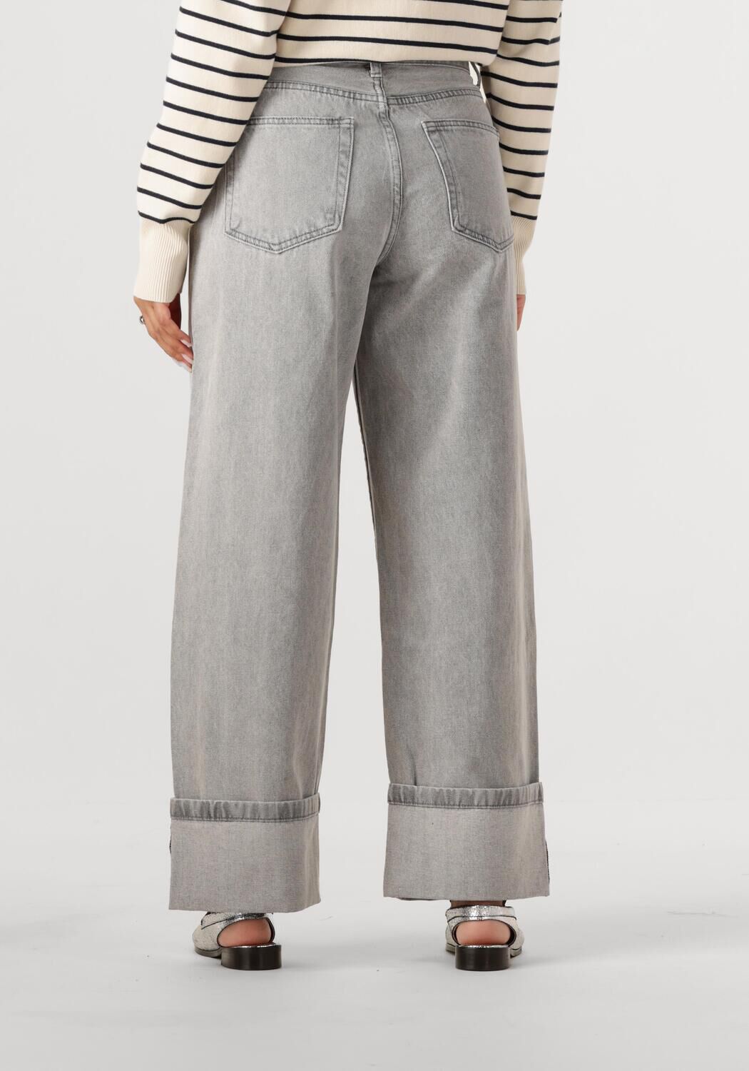 WITHBLACK Dames Jeans Wblhazel Grey Turn Up Jeans Grijs