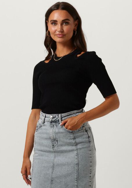 Zwarte CO'COUTURE T-shirt BADOE CUT SHOULDER KNIT - large