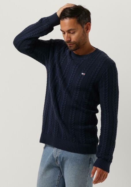 Donkerblauwe TOMMY JEANS Trui TJM REGULAR CABLE SWEATER - large