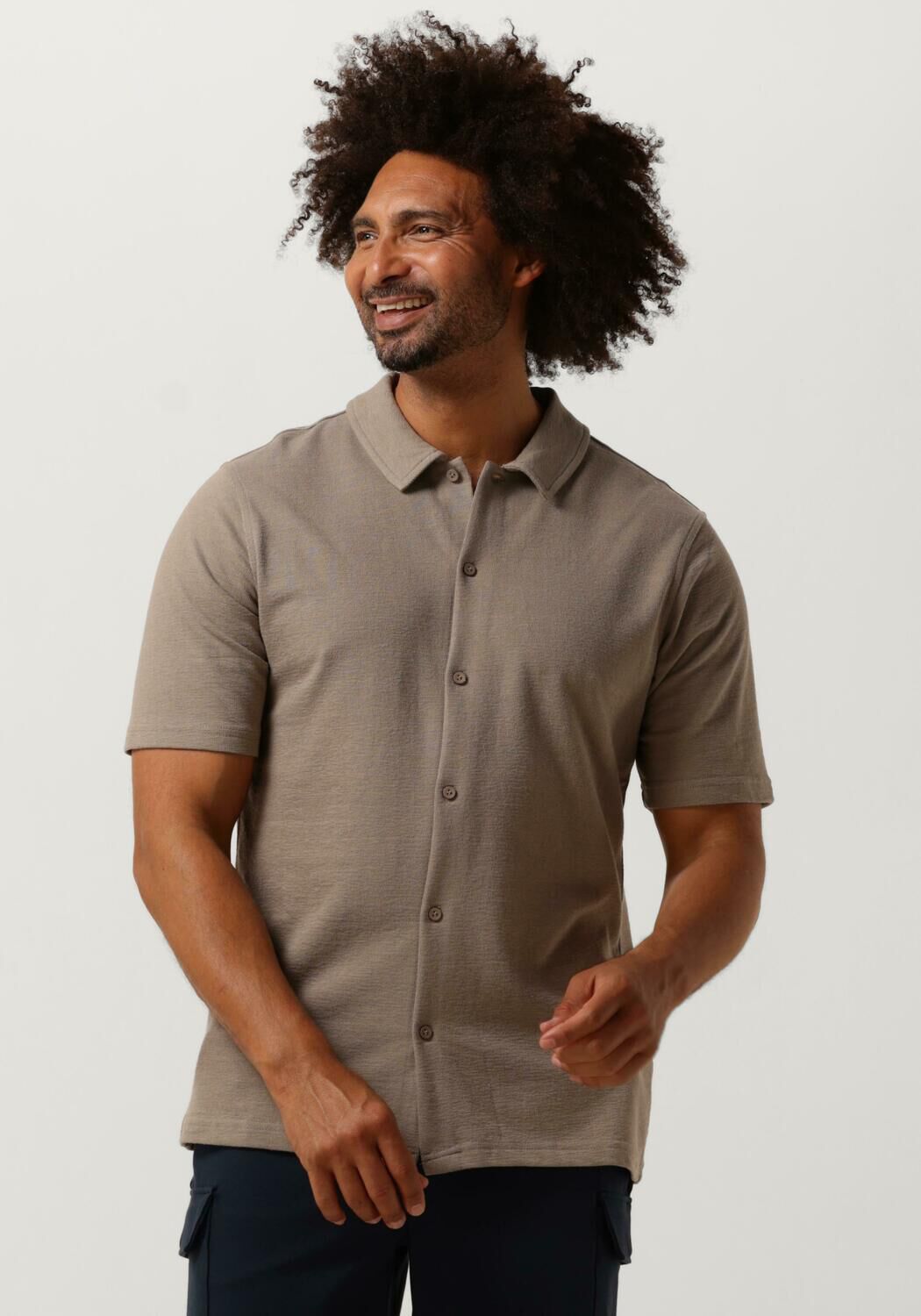 PURE PATH Heren Overhemden Shortsleeve Shirt Button Up Taupe