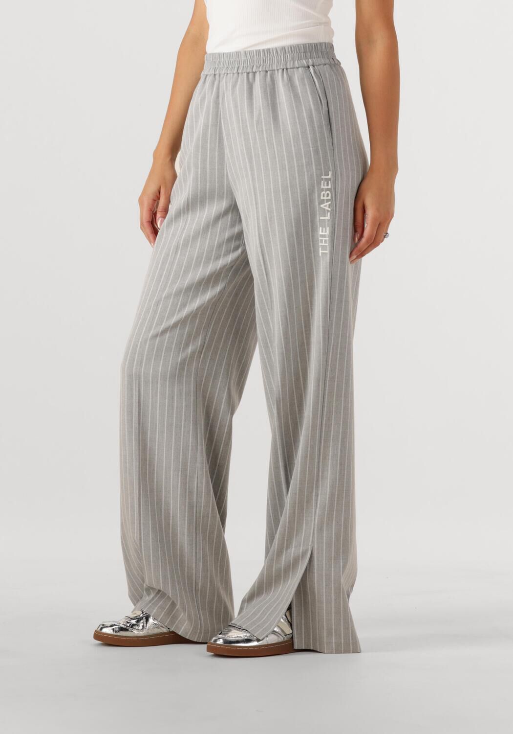 ALIX THE LABEL Dames Broeken Ladies Woven Pinstripe Pants Lichtgrijs