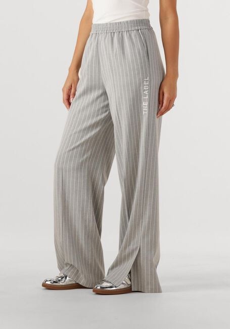 Lichtgrijze ALIX THE LABEL Wijde broek LADIES WOVEN PINSTRIPE PANTS - large