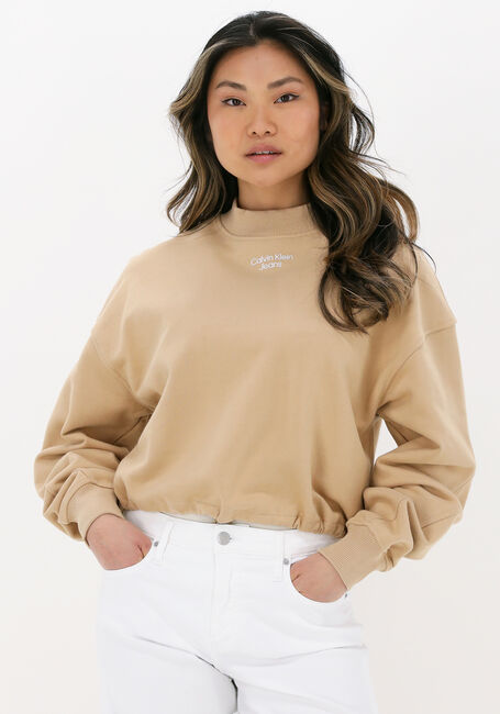 Zand CALVIN KLEIN Sweater STACKED LOGO MOCKNECK SWEATSHIRT - large