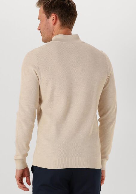 Beige PROFUOMO Trui PULLOVER HALF ZIP TWINKLE SLUB - large