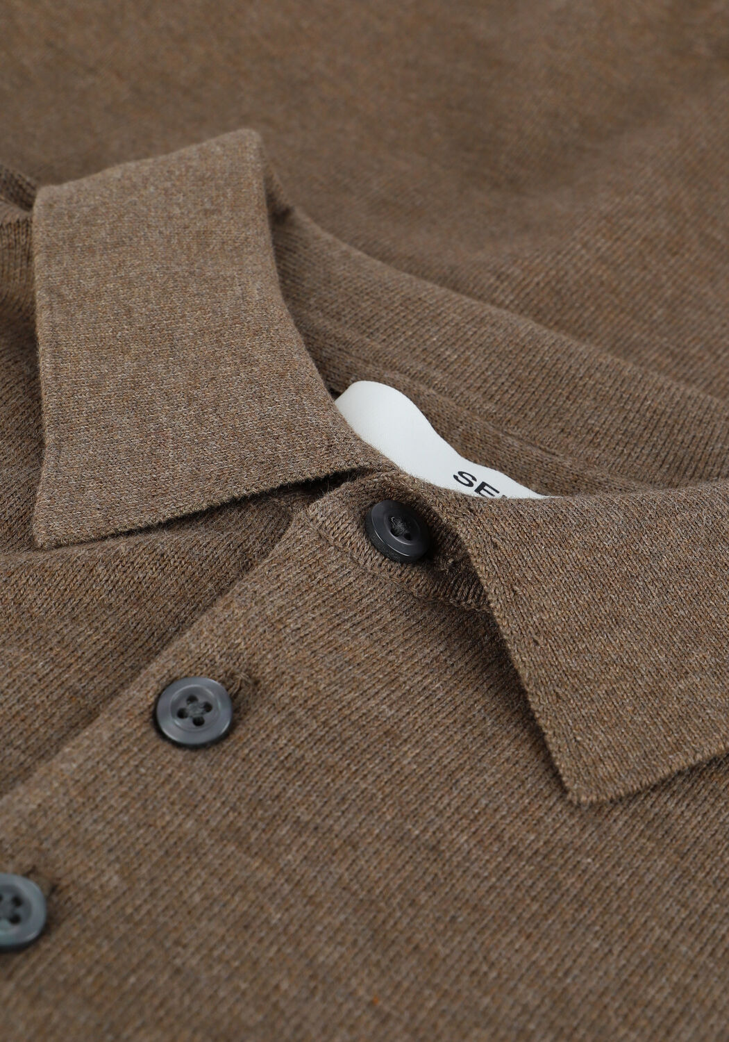 Taupe SELECTED MEN Polo SLHBERG LS KNIT POLO NECK B NO - large