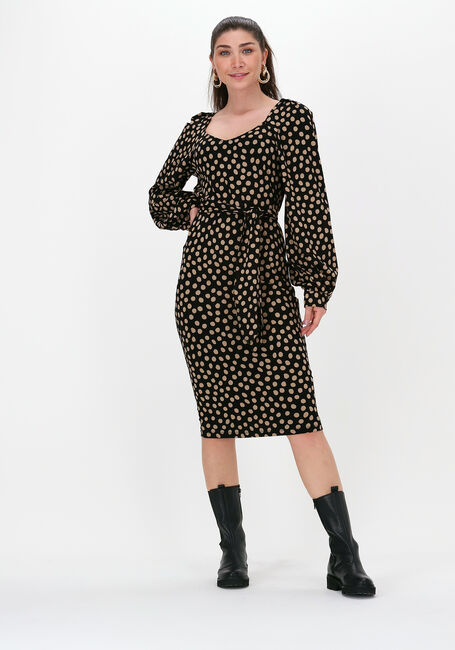 Zwarte JANSEN AMSTERDAM Midi jurk DRESS WIDE SLEEVE - large