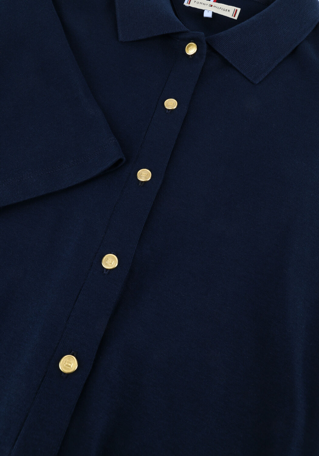 Donkerblauwe TOMMY HILFIGER Midi jurk GOLD BUTTON F+F MIDI DRESS - large