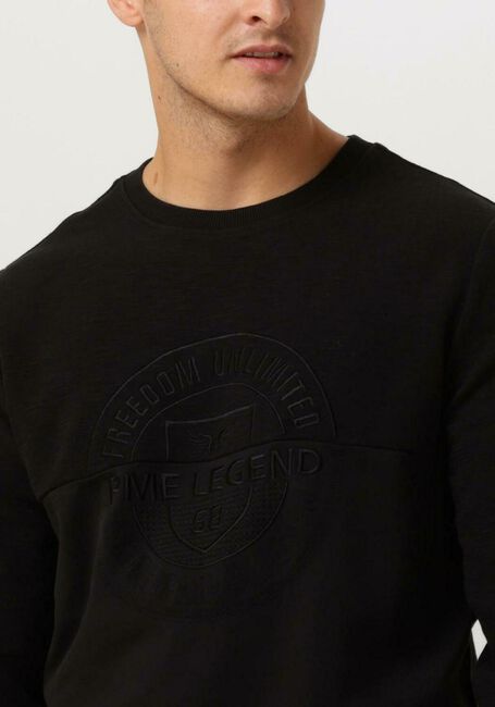 Zwarte PME LEGEND Trui CREWNECK SLUB-LOOK JACQUARD SWEAT - large