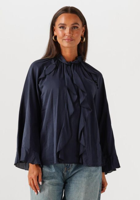 Donkerblauwe SUMMUM Blouses TOP RUFFLES COTTON VISCOSE - large