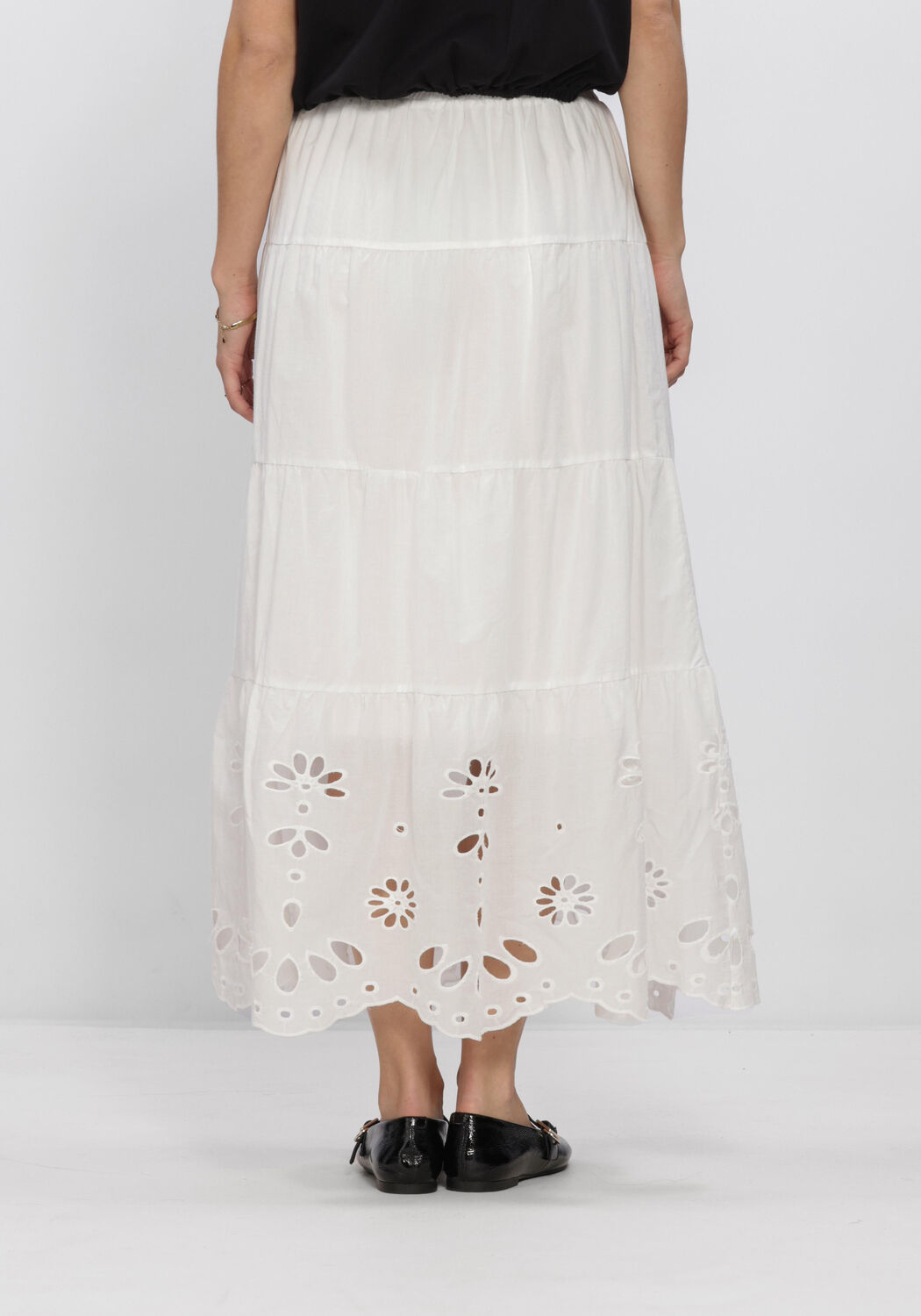 Witte Y.A.S. Rokken YASLINE HW LONG SKIRT - large